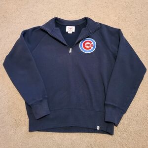 Men's M, Forty-Seven Navy Quarter-Zip Chicago Cubs Sweatshirt